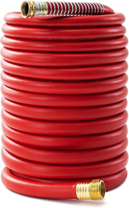 5/8" Garden Hose 200ft, -40℉ To 190℉ Hot/Cold, Heavy Duty,Flexible, 300psi Working, 1000psi Burst, 3/4" Brass Fittings with Hose Protector Coil Spring for Outdoor,Yard, Farm