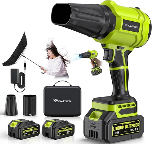 Cordless Leaf Blower, 980,000 RPM Handheld Leaf Blower with 2 X 4.0Ah Batteries & Charger, Lightweight Leaf Blowers for Patio Cleaning, Lawn Care, Leaves, Dust - Light Green