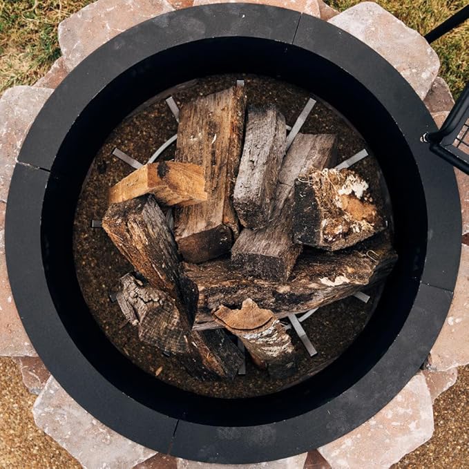 Titan Great Outdoor 38in Dia Steel Fire Pit Liner, 1mm Thick DIY Above or In-Ground Outdoor Fire Pit, 4 Panel Steel Ring
