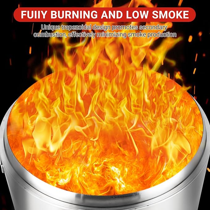 27-Inch Smokeless Fire Pit, Portable Stainless Steel Stove with Star Hollowing, Fire Pits with Star Bracket for Camping Outdoor Wood Burning (Without Handle)