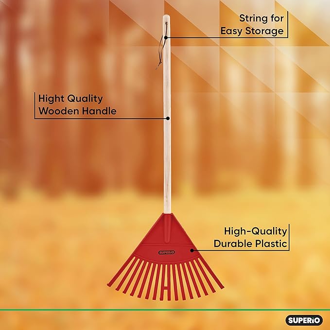 Superio Red Kid Rake - Fun and Functional Child-Sized Rake for Yard Work, for Kids Ages 2 and Up