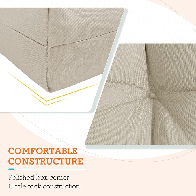 EAGLE PEAK Tufted Outdoor/Indoor High Back Patio Chair Cushions, Set of 2, 46'' x 22'', Beige