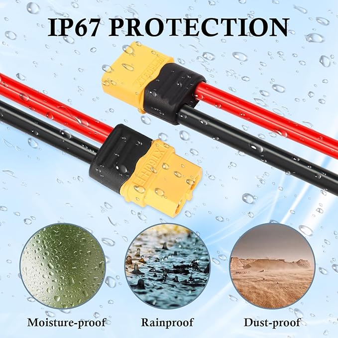 XT60 Extension Cable 10AWG 25FT XT60 to XT60 Cable with Male to Female Connector for Portable Power Station Solar Panel RC Battery