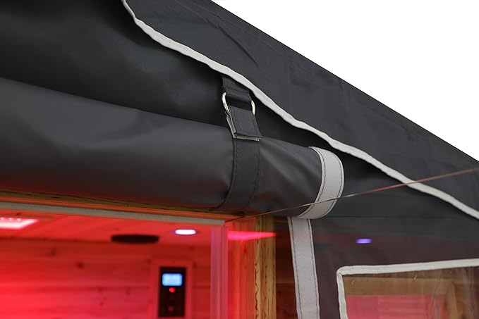 Protective Cover for 1-Person Outdoor Sauna - 3-Layer Oxford Cloth, Hook & Loop Roll-Up Door, Temp Retention & Dustproof - (Only Fits 45.7*39.4*79.5 In & Smaller Outdoor Hillside Roof Saunas )