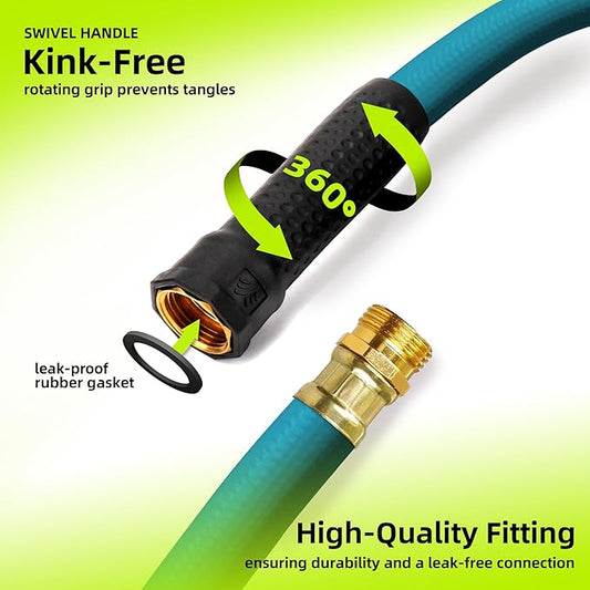 Worth Lead-in Short Garden Hose 3/4 in. x 2 ft. -Heavy Duty Durable Lightweight PVC Rubber Water Pipe for Agriculture, Lawn Care & Commercial Use -No Kink, Flexible, Leakproof, Male to Female Fittings
