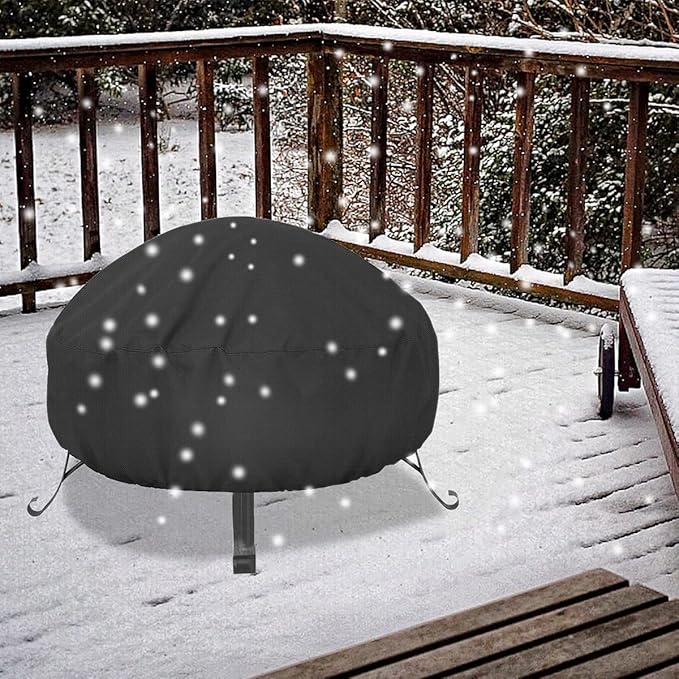 LBTING Fire Pit Cover, 36 inch Cover for 33-36 inch Round Firepit, Waterproof Windproof Dustproof UV-Resistant Heavy Duty Cover for Outdoor Patio Firepit Table - Black
