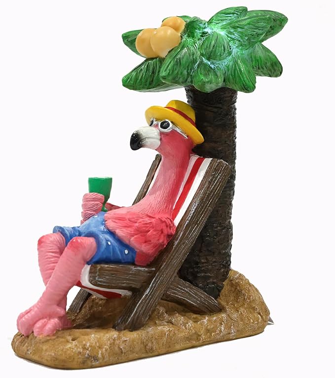 EPTUEGA Pink Flamingos for Yard-Solar Garden Statues Gifts - Flamingos on Beach Vacation Light up Coconut Tree for Outdoor Lawn Yard Decor