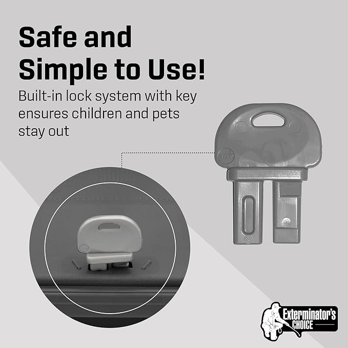 Exterminators Choice Compact Mouse Bait Station - Heavy-Duty Outdoor Rat Bait Box - Lockable Design with Key - Versatile Indoor & Outdoor Use - Pack of 12, Black, 4.75in x 3.5in x 1.25in