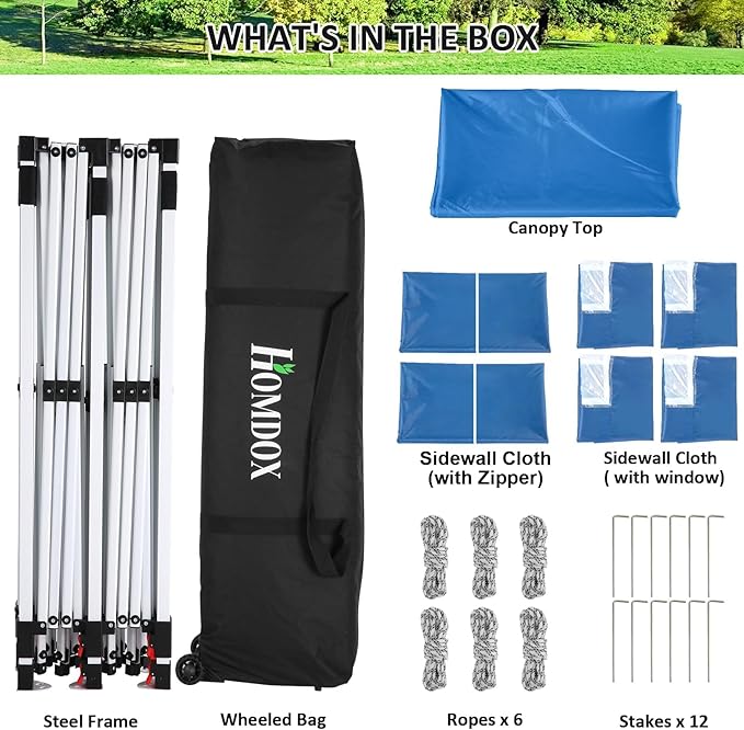 COBIZI 10x20 Pop Up Canopy with 6 Sidewalls, Conical Party Tent 10x20 with 3 Adjustable Height Waterproof, UV-Resistant with Carry Bag, Sandbag, Stake, Ropes for Parties, Commercial (Frame Upgraded)
