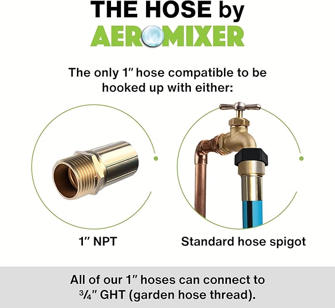 Aeromixer THE HOSE - 1 Inch Garden Hose 25 Ft, Kinkless Commercial Garden Hoses, Heavy Duty Industrial Water Hoses for Outdoors, 650 PSI High-Pressure Watering Tool for Farming and Gardening