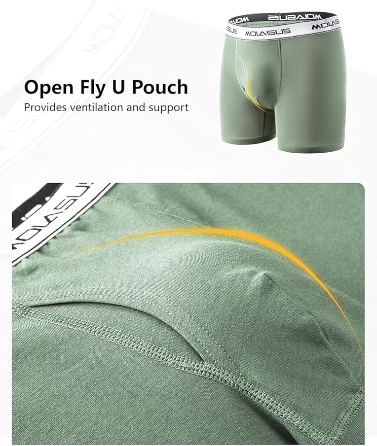Molasus Boys Underwear Cotton Boxer Briefs With Fly for 6-20 Years Old Teen 5 Pack