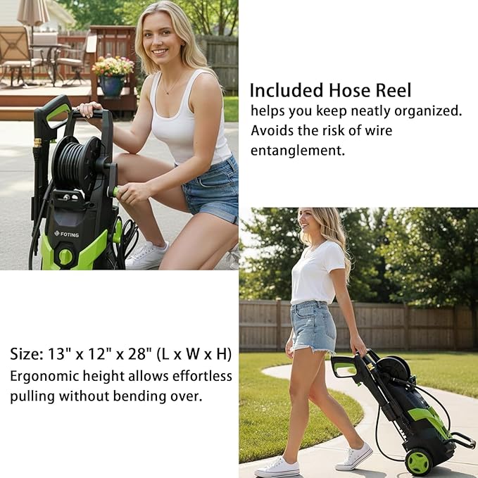 2026NEW Pressure Power Washer with 4 Quick Connect Nozzles, Inlet Hose & Filter, Foam Cannon for Cars/Fences/Driveways/Patios/Home Cleaning,28" X 13" X 13"
