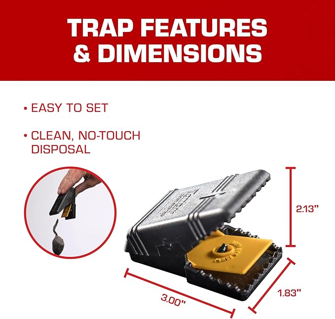 Tomcat Mouse Snap Trap, Effectively Kills Mice for Clean, No-Touch Disposal, 4 Traps