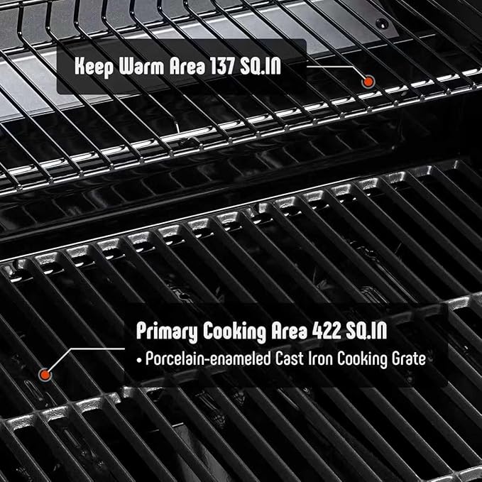 4+1 Burner Gas Grill, All Stainless Steel Outdoor BBQ Grill with Enameled Coated Chamber Body, 48,000 BTU Garden Barbecue Grill with Porcelain-Enameled Cast lron Grates, Grill Cover Included
