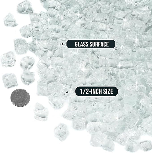 Skyflame High Luster 10-Pound Regular Fire Glass for Fire Pit Fireplace Garden Landscaping Platinum 1/2" Size