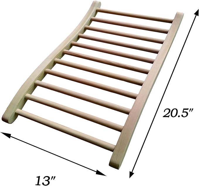 LTCCDSS Sauna Backrest Canadian Hemlock Wooden | S-Shape Design - Slip-Resistant - Non-Toxic - Comfortable - Sauna Accessories Kit Apply to Barrel or Infrared Sauna (20.5 in * 13 in)