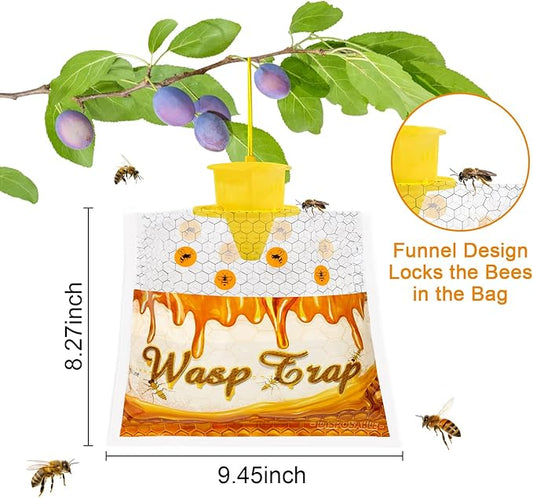 6 Pack Disposable Wasp Traps Outdoor Hanging Yellow Jacket Trap Carpenter Bee Traps for Outside Hornet Trap Carpenter Bee Killer Wasp Catcher for Bug Flying Insect Outdoor