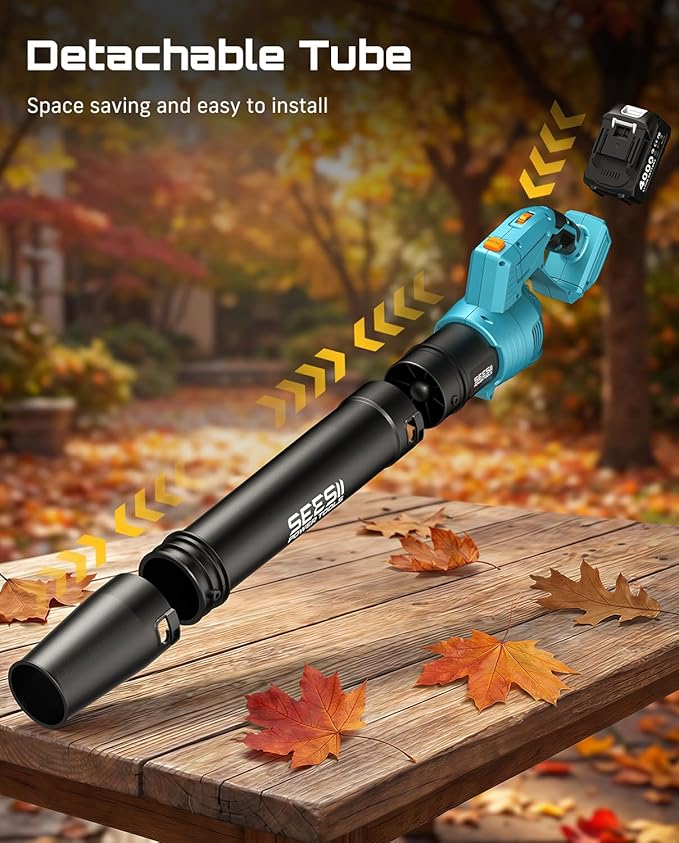 SEESII Leaf Blower Cordless, Rotated 180° Electric Leaf Blower with 2 * 4.0Ah Batteries and Charger, 550CFM 150MPH Lightweight Blower with 5 Speed Mode for Lawn Care, Yard, Patio & Outdoor Use
