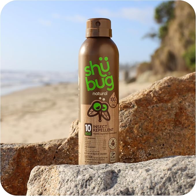 Shubug Natural Insect Repellent Spray, DEET Free with Geraniol, MCT and Walnut Oil, Long Lasting Up to 10 Hours, 6 oz (Pack of 2)