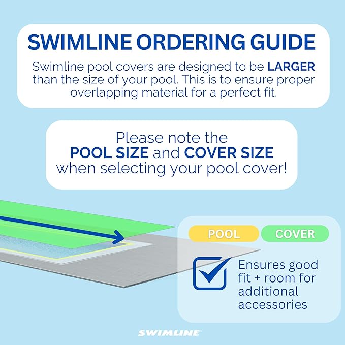 SWIMLINE HYDROTOOLS Ripstopper Heavy Duty Pool Cover For Above Ground Swimming Pools |21 X 37 FT Cover | Green / Black | Water Tube Sleeves | UV Protected For 16X32 FT Rectangle Pools | RIG1632R