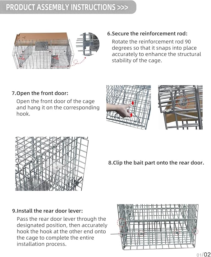 31×12×13 Inch Heavy-Duty Live Animal Cage Trap - Humane Catch & Release for Raccoons, Cats, Squirrels, Rabbits, Groundhogs - Safe & Durable Steel Construction with Secure Door Lock