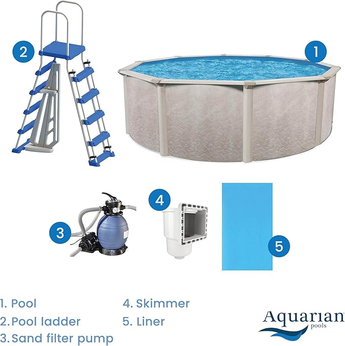 Aquarian Steel-Frame Above-Ground Pool Kit w/ Sand Filter & Pump, Phoenix, 15'