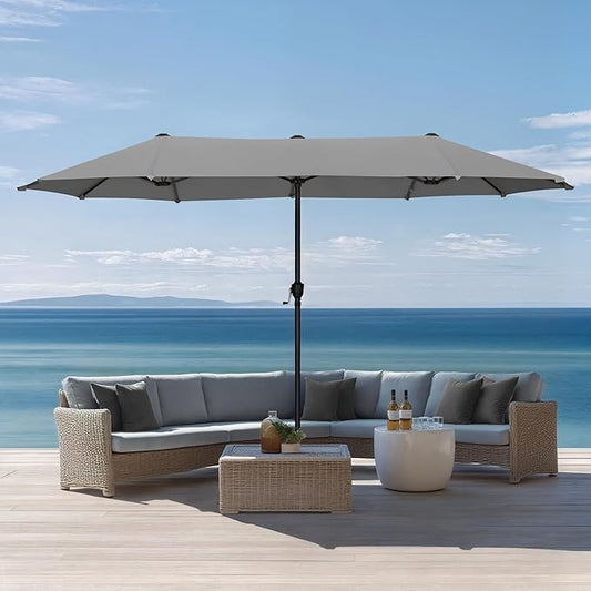 Sophia & William 13ft Outdoor Patio Umbrella for Table, Large Double-sided Umbrella for Garden, Deck, Pool, Light Gray