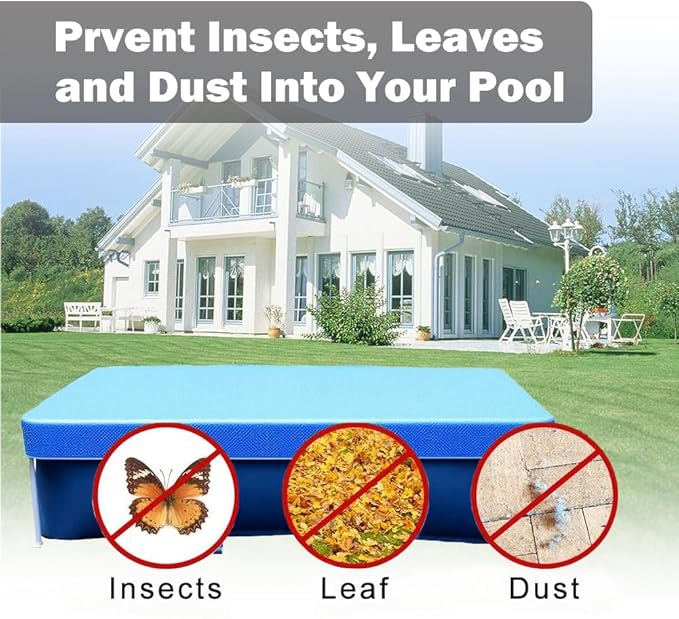 87 x 59 in Rectangle Pool Cover, 7 x 5 Rectangular Frame Swimming, 7 x 4 ft Pool Cover, Durable PE Tarpaulin Dust Proof Rain Proof Garden Outdoor Above Ground Square Pools Cover (87''x59'')