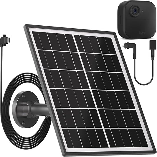 5W Solar Panel Charger Compatible with All-New Blink Outdoor 4 (4th Gen)/(3rd Gen) & Blink XT3/XT2/XT Cam, Power Your Blink Indoor or Outdoor Cam Continuously with 13.1 Ft Power Cable and Mount