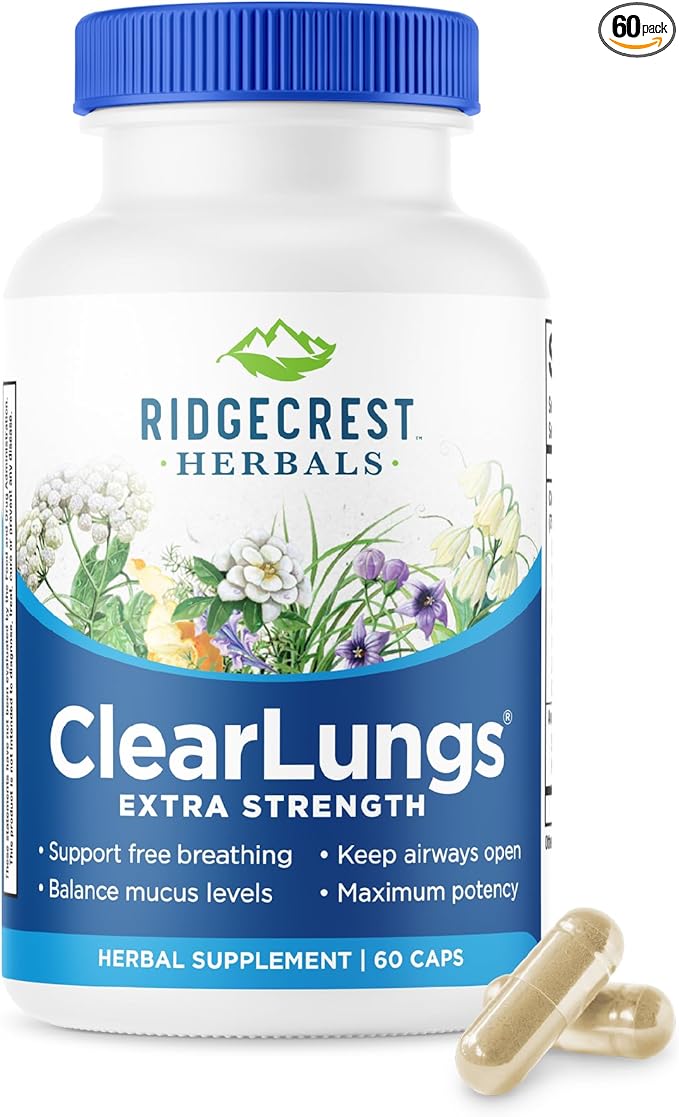 RIDGECREST HERBALS Clearlungs Extra Strength New 60 Capsules, 0.02 Pound