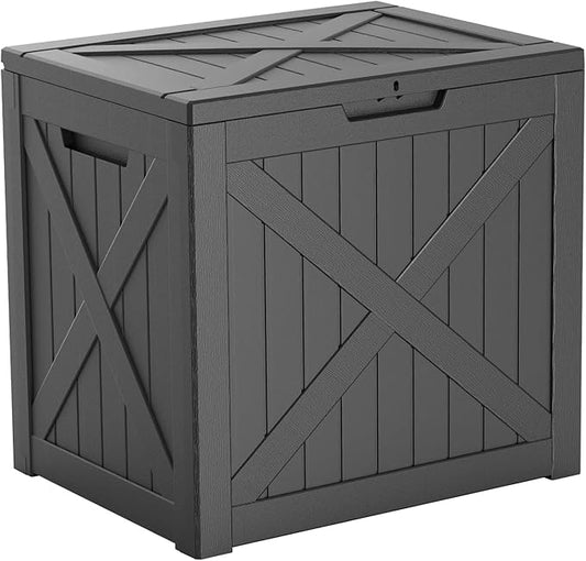 32 GallonOutdoor Storage Box,Resin Deck Boxes Waterproof, IndoorOutdoor Bin for Package Delivery, Patio Cushions, Gardening Tools, Lockable, UV Resistant