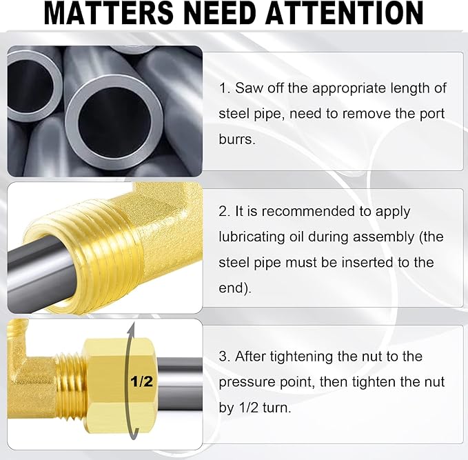ChillWaves Brass Tee Compression Tube Fitting, 3/16" OD x 3/16" OD Union Connector (5-Pack)