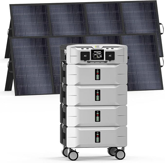 IEE 10.24kWh Portable Power Station SP5000 with 2x400W Solar Panel, 120/240V Solar Generator 5000W(Peak 9000W) AC Output, LFP Battery Generator for Home Use, Camping, Power Outages, RVs