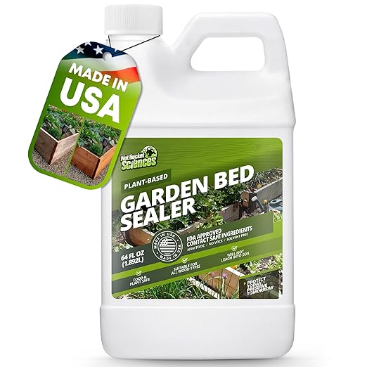 64oz Garden Box Sealer - Covers 37.5 to 187.5 sq ft., Ideal Garden Bed Sealer - Wood Waterproofing, Food Safe Sealant - Wood Sealant That Protects Against Sun, Water & Weather Damages