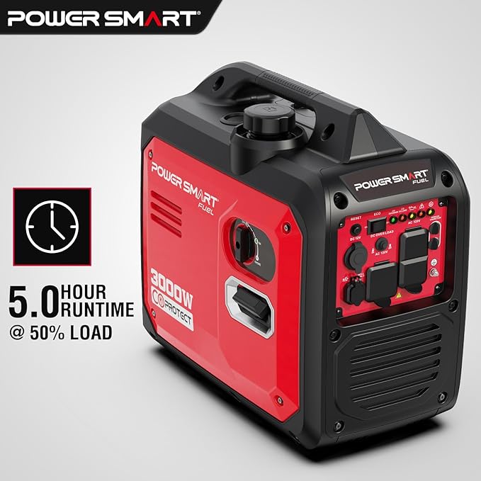 PowerSmart 3000-Watt Portable Inverter Generator, CO Protect Super Quiet for Camping Home Backup Use