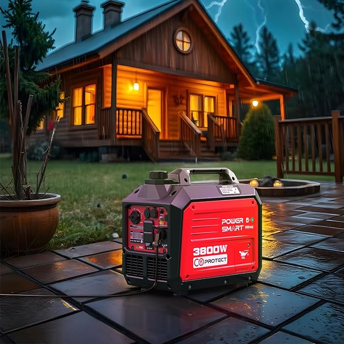 PowerSmart 3800-Watt Portable Inverter Generator with Dual Fuel, CO Protect, 30 amp for RV, Home Use and Emergency Backup