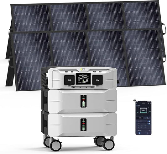 IEE 5120Wh Portable Power Station SP5000 with 2×400W Solar Panel, 120/240V 5000W(Peak 9000W) AC Output Solar Generator, Expandable Capacity, LFP Battery Generator for Home Use, Power Outages, RVs