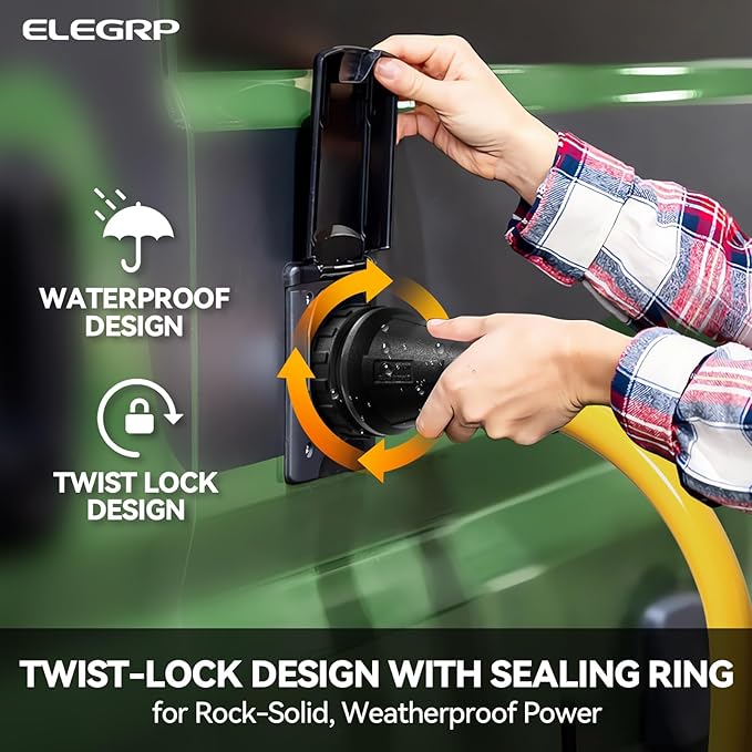 ELEGRP 50 Amp RV/Generator Extension Cord, 13FT NEMA 14-50P to SS2-50R Twist Lock, 6/3+8/1 Gauge STW, Heavy Duty 50A RV Power Cord for Camper/Generator/House, UL Standard Compliant, 3-Year Support