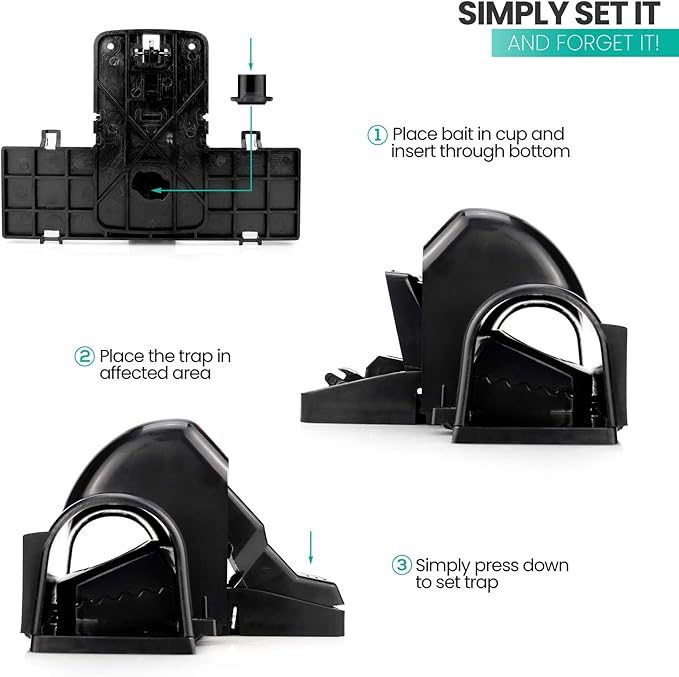 eXuby Pet-Safe & Child-Safe Rat Traps w/Tunnel Design – Dual Entry for Better Capture Rate - No Harmful Poison - Prevents Accidental Triggering - Avoid Finger Snapping - Setup in Seconds. (8 Pack)