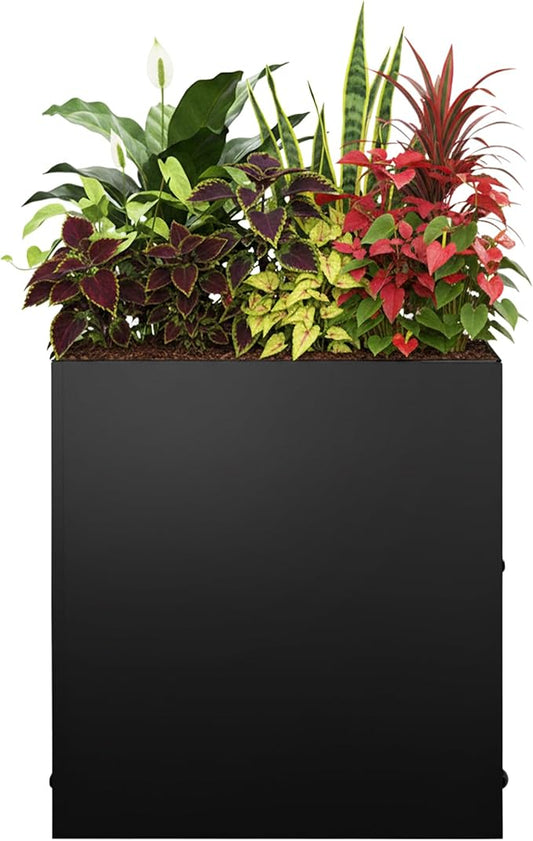 Metal Rectangular Planter Box, Small Planter Boxes Outdoor, 18''L x 18''W x 20''H Heavy Duty Plant Box with Removable Insert Shelf, 3 Tier Adjustable Height Tall Garden Planter for Plants, Flowers