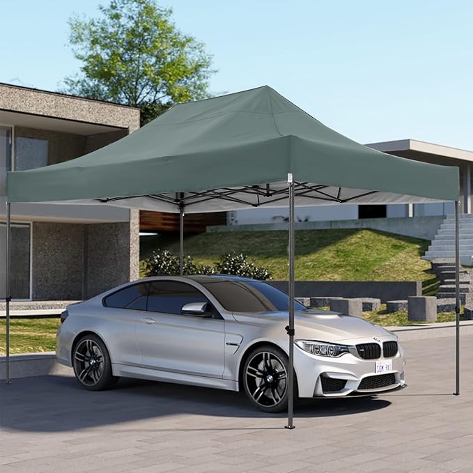 COBIZI 10x15 Pop Up Canopy Without Sidewall,Heavy Duty Canopy UPF 50+ All Season Wind Waterproof Commercial Outdoor Wedding Party Tents for Parties Gazebo with Carry Bag(10 x 15 ft Gray)