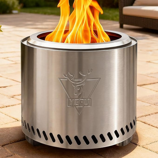 YEFU Smokeless Firepit for Outdoor Portable: 15 Inch Fire Pit with Removable Ash Pan - Outdoor Fire Pit for Wood Burning - Smokeless Firepit with 304 Stainless Steel for Patio Camping Backyard