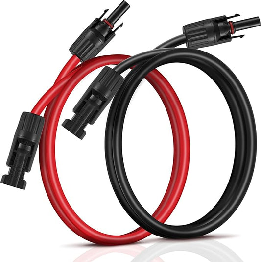 SOYAN 3.3 Feet 10AWG Solar Extension Cables Fitted with Connectors (Red & Black)