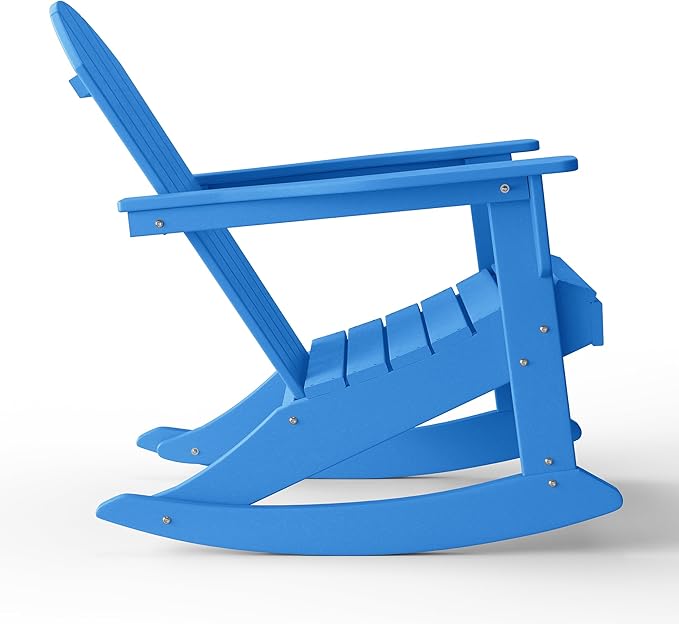 WestinTrends Malibu Outdoor/Patio Poly Adirondack Rocking Chair, Pacific Blue