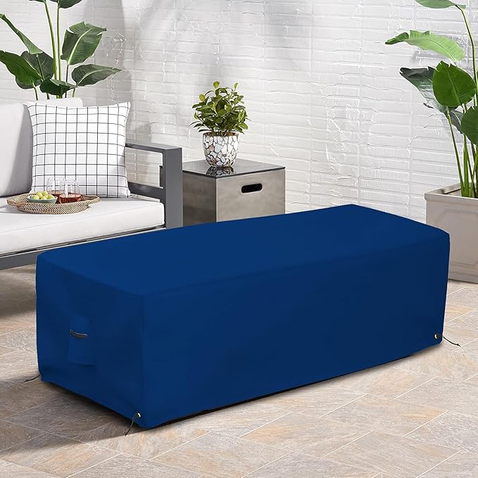 Covers & all Outdoor Rectangular Fire Pit Cover, Rectangle Heavy Duty18 Oz Waterproof UV & Weather Resistant, for Patio Lawn Garden Outside, Air Vents & Drawstrings (32"L x 22"W x 17"H, Blue)