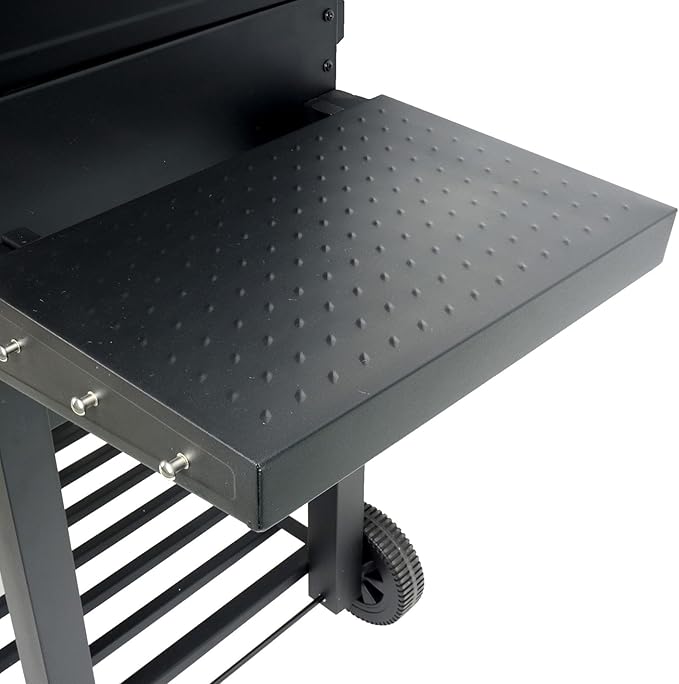 Grill Boss 24 Inch Charcoal BBQ Grill with Side Shelves, Built-In Thermometer, Black