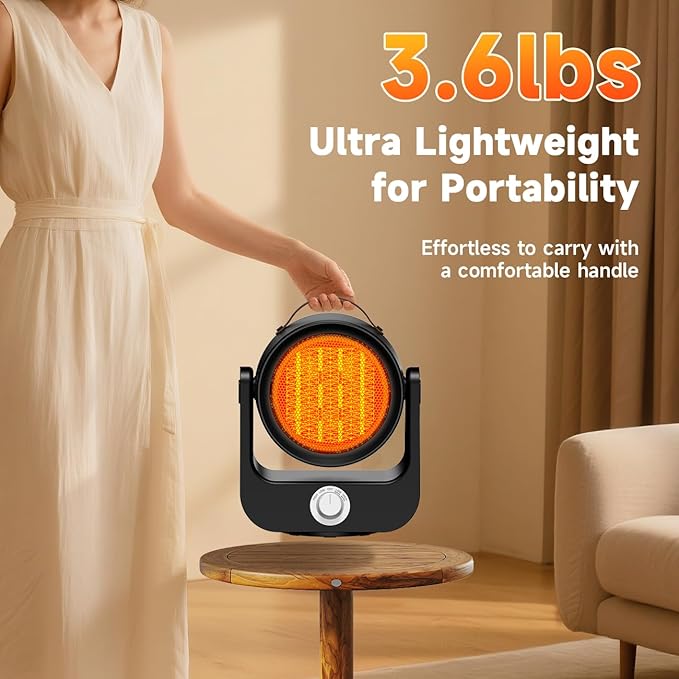 1500W PTC Ceramic Electric Heater, 250Sq.ft 1S Heating, 4 Modes, 100° Vertical & Horizontal 3D Swing Patio Heaters for Outdoor Use, Tip-over&Overheat Safe Space Heaters for Indoor Use Garage