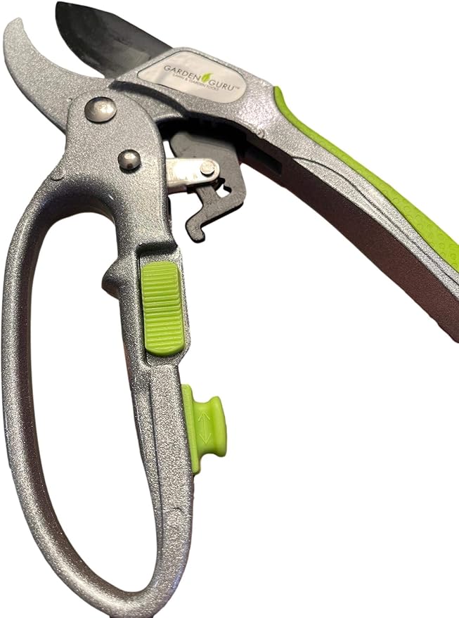 Garden Guru Professional Ratchet Pruning Shears Clippers – 4X Cutting Power – Ratcheting Garden Anvil Pruners Scissors - Makes Tough Cuts Easy - Great for Seniors & Arthritic Hands (4 Pack)