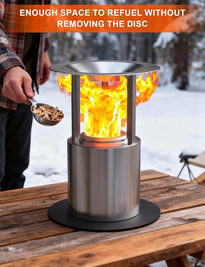 Heat Deflector for Solo Stove Mesa XL, Portable Fire Pit Heat Deflector with 3 Detachable Legs, Accessory for Mesa XL Fire Pit, Captures and Redirects Warmth, 304 Stainless Steel