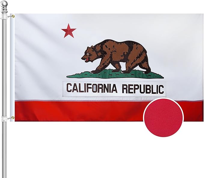 EMBROID California Flag 5x8,California State Flag,Fully Embroidery Technique,Tear Resistant,Sewn Stripes,Brass Grommets,Upgraded High-strength Polyester Fabric,All Weather Durable State Flags.